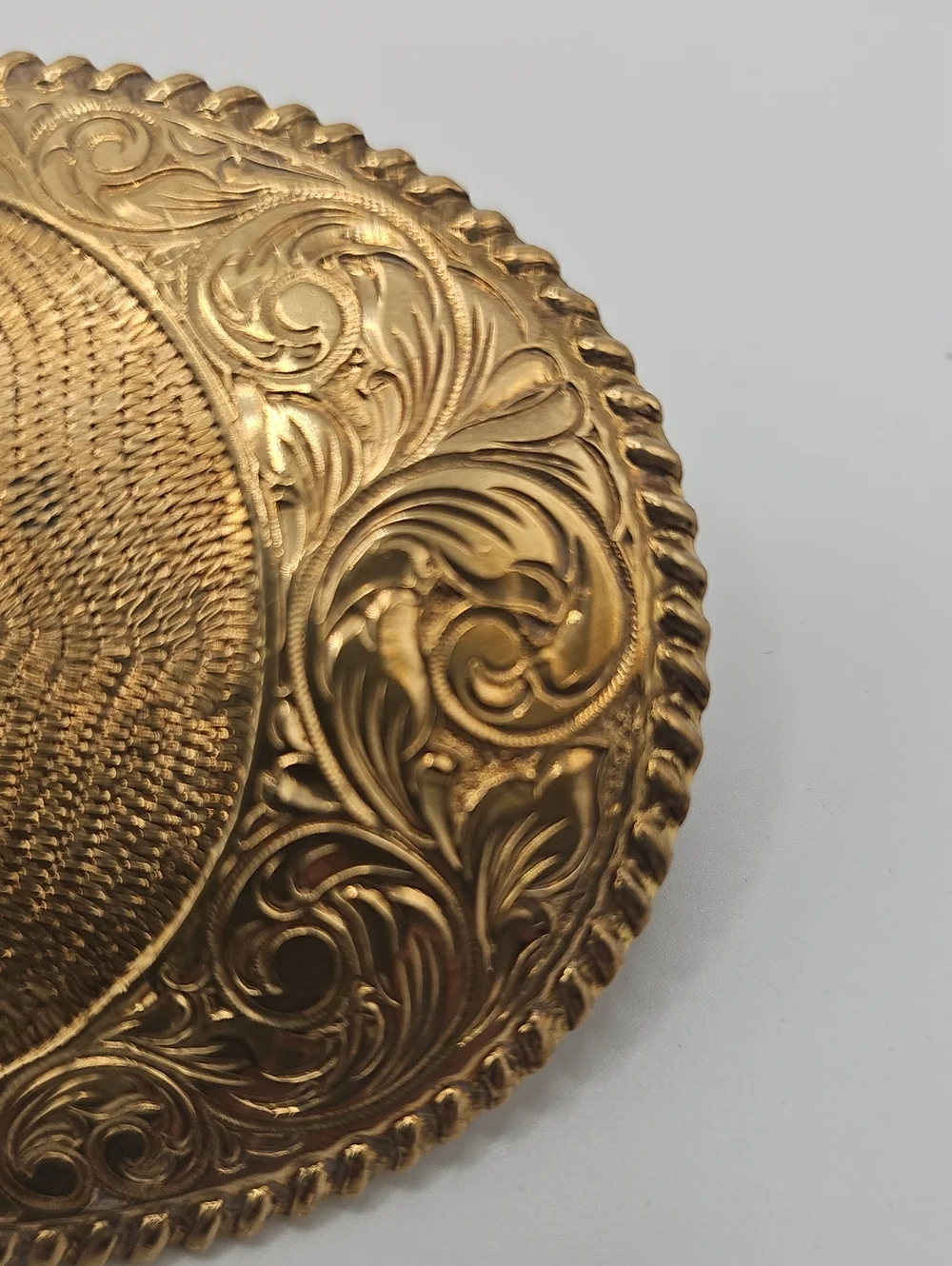 Crumrine El Futuro Bronze Belt Buckle Mens Size OS Gold Silver Initial O Vintage